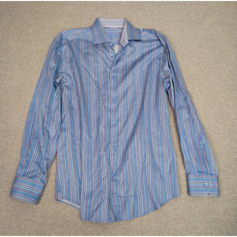 Bugatchi Multicolor Striped button-up shirt 16.5/41 Sporty Dress Shirt